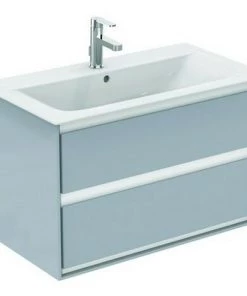 Ideal Standard Meuble Sous-lavabo CONNECT Air, 800 Mm, 2 Tiroirs, E0819, Coloris: Décor Pin Clair / Brun Mat - E0819UK