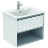 Ideal Standard Meuble Sous-lavabo CONNECT Air, 600 Mm, 1 Tiroir, E0826, Coloris: Marron Mat / Blanc Mat - E0826VY
