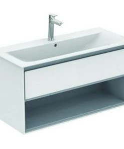 Ideal Standard Meuble Sous-lavabo CONNECT Air, 1000 Mm, 1 Tiroir, E0828, Coloris: Marron Mat / Blanc Mat - E0828VY