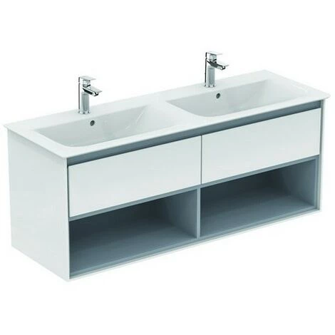 Ideal Standard Meuble Sous-lavabo à Double Vasque, 1300 Mm, 2 Tiroirs, E0831, Coloris: Marron Mat / Blanc Mat - E0831VY 3 Ideal Standard Meuble Sous-lavabo à Double Vasque, 1300 Mm, 2 Tiroirs, E0831, Coloris: Marron Mat / Blanc Mat - E0831VY