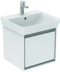 Ideal Standard Meuble Sous-lavabo CONNECT , 435mm, 1 Tiroir, E0842, Coloris: Décor Gris Chêne / Blanc Mat - E0842PS