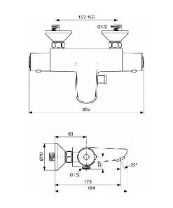 IDEAL STANDARD Mitigeur Thermostatique Bain-douche Mural Ceratherm 50 - Chrome -IDEAL STANDARD Soldes 2022 23461255 2