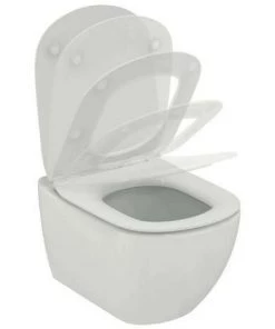 Cuvette Wc Suspendue AquaBlade Ideal Standard Tesi Soie Blanche Avec Abattant Wc De Fermeture Standard | Blanc Brillant - Avec Abattant Wc