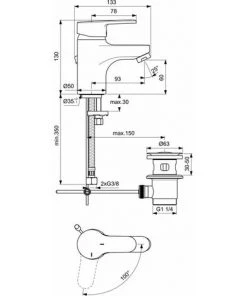 IDEAL STANDARD Mitigeur Monotrou Olyos Pour Lavabo Robinet Chromé En Laiton D1104AA -IDEAL STANDARD Soldes 2022 34951686 2