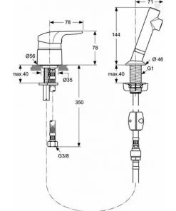 Ideal Standard Ceraflex Mitigeur Avec Douchette 2 Trous 2 Jets (A5727AA) -IDEAL STANDARD Soldes 2022 3559764 4