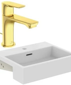 Ideal Standard Pack Vasque Semi Encastrée Extra 50 Cm + Mitigeur Connect Air Couleur, Or
