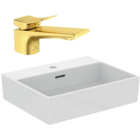 Ideal Standard Pack Vasque 50x40 Extra Avec Trop Plein + Mitigeur Conca Couleur, Or 3 Ideal Standard Pack Vasque 50x40 Extra Avec Trop Plein + Mitigeur Conca Couleur, Or