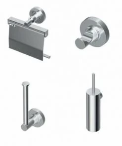Ideal Standard Iom Set WC Avec Crochet Porte Serviettes Porte Papier WC Avec Couverlce Et Porte Papier Réserve Et Brosse WC Chrome - Chrome