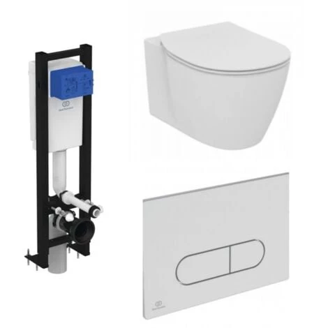 Ideal Standard - Pack WC Suspendu Compact Connect Space + Abattant + Plaque Carrée + Bâti 3 Ideal Standard - Pack WC Suspendu Compact Connect Space + Abattant + Plaque Carrée + Bâti