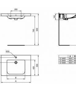 Ideal Standard CONNECT FREEDOM Lavabo Pour Personnes à Mobilité Réduite 800 X 165 X 555 Mm, Blanc (E548401) -IDEAL STANDARD Soldes 2022 4435793 3