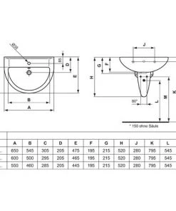 Ideal Standard EUROVIT Lavabo 215 X 650 X 475 Mm, Blanc (V134001) -IDEAL STANDARD Soldes 2022 4439040 3