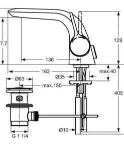 IDEAL STANDARD Mélangeur Lavabo Monocommande Avec Vidage MELANGE A4258AA -IDEAL STANDARD Soldes 2022 45076483 3