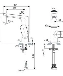 IDEAL STANDARD Bassin Mitigeur TONIQUE II Avec Bec Haut Pivotant A6448AA -IDEAL STANDARD Soldes 2022 45083559 3