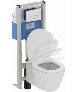 Ideal Standard Pack WC Bâti-support + Cuvette Connect Aquablade + Plaque Oleas M1