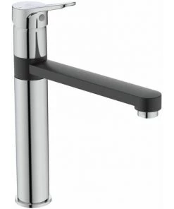 Ideal Standard Mitigeur évier TYRIA, Technologie Blue Start - Chrome Et Noir