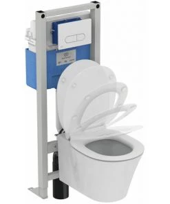 Ideal Standard Pack WC Bâti-support + Cuvette Connect Air Aquablade + Plaque Oleas M1