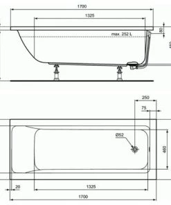 Ideal Standard Connect Air Baignoire Droite Avec Pieds 170 X 70 X 46.5 Cm En Acrylique, Blanc (R000601) -IDEAL STANDARD Soldes 2022 45779799 5