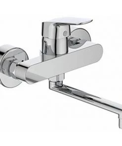 IDEAL STANDARD Robinet De Cuisine Ceraflex - Saillie : 200 Mm - Montage Mural - Bec Tubulaire Pivotant - Raccords En S Réglables