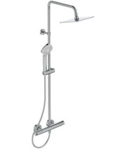 Colonne De Douche Thermostatique - CERATHERM T100 - Pomme De Tete 20 Cm + Douchette 11 Cm 3J - Chrome - Ideal Standard