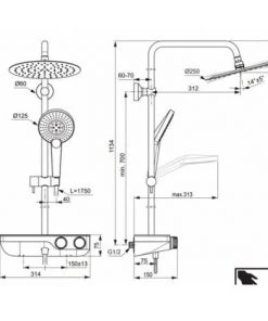 IDEAL STANDARD Colonne De Douche Thermostatique Ceratherm S200 -IDEAL STANDARD Soldes 2022 60851272 4