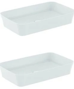 IDEAL STANDARD Lot De Deux Vasques Rectangles 65x40 Cm Ipalyss Avec Bonde Soie Blanche