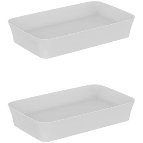 IDEAL STANDARD Lot De Deux Vasques Rectangles 65x40 Cm Ipalyss Sans Bonde Blanc Brillant 3 IDEAL STANDARD Lot De Deux Vasques Rectangles 65x40 Cm Ipalyss Sans Bonde Blanc Brillant
