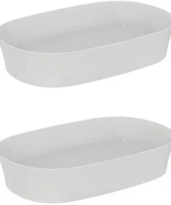 IDEAL STANDARD Lot De Deux Vasques Ovales 60x38 Cm Ipalyss Avec Bonde Soie Blanche