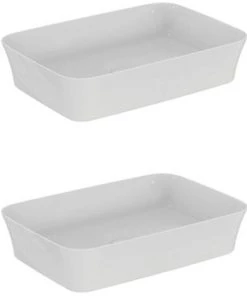 IDEAL STANDARD Lot De Deux Vasques Rectangles 55x38 Cm Ipalyss Sans Bonde Blanc Brillant
