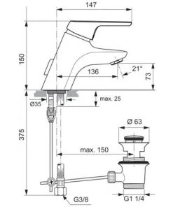 Ideal Standard Mitigeur Monocommande Pour Lavabo, Okyris Blue Clinic (D2455AA) -IDEAL STANDARD Soldes 2022 67360556 2