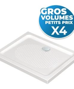 Ideal Standard Lot De 4 Receveurs De Douche En Céramique 120 X 80 Cm, Traitement Antidérapant (T2680YK-GVP04)