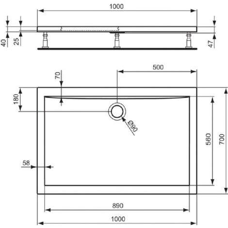 Receveur De Douche Acrylique Ultra Plat 100x70 H4 Ideal Standard 5 Receveur De Douche Acrylique Ultra Plat 100x70 H4 Ideal Standard – Image 3