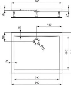 Receveur De Douche Acrylique Ultra Plat 90x70 H4 Ideal Standard -IDEAL STANDARD Soldes 2022 71210118 3