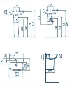 Lavabo Suspendu Ideal Standard Esedra Cm 45 Adapté Aux Petites Salles De Bain -IDEAL STANDARD Soldes 2022 71316869 3