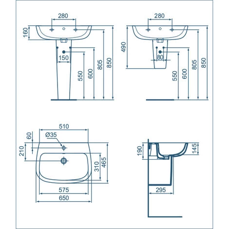Lavabo De Salle De Bain Suspendu Ideal Standard Esedra 65 Cm Avec Baignoire Spacieuse Sur Semi-colonne 5 Lavabo De Salle De Bain Suspendu Ideal Standard Esedra 65 Cm Avec Baignoire Spacieuse Sur Semi-colonne – Image 3