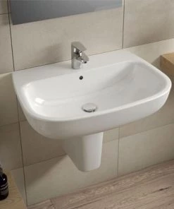 Lavabo De Salle De Bain Suspendu Ideal Standard Esedra 50 Cm Avec Baignoire Spacieuse Avec Demi-colonne