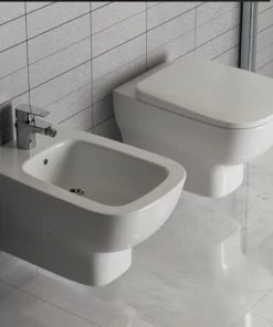 Sanitaires Suspendus Ideal Standard Esedra Wc + Bidet + Abattant Fin Fermeture Traditionnelle