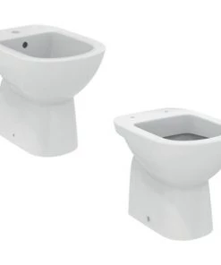 Sanitaires Espacés Avec Siège à Fermeture Amortie Collection Life Ideal Standard - évacuation Murale