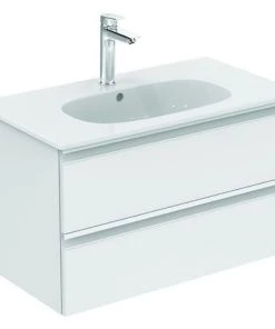 Ideal Standard TESI Meuble Pour Lavabo 80 X 44 X (H) 49 Cm Couleur Gris Plume Brillant (T0051PH)